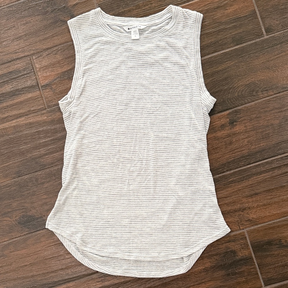 Athleta Light Gray Striped Tank